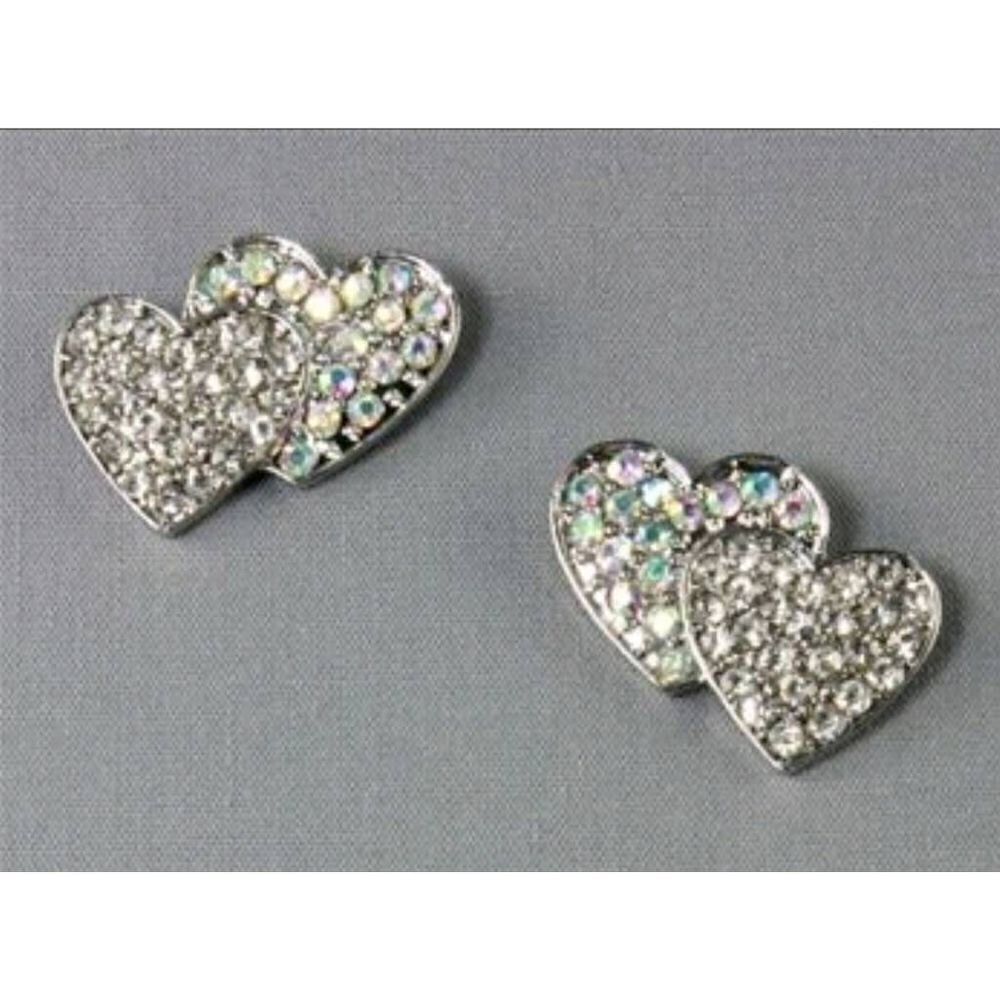 Double heart stud earrings